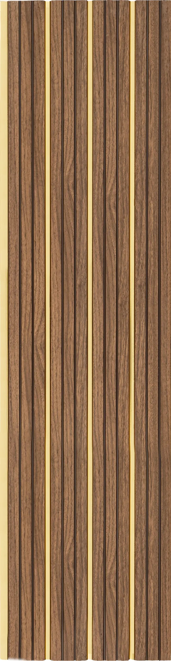 Brown wood louver panel with textured finish and visible wood grain pattern on vertical slats.