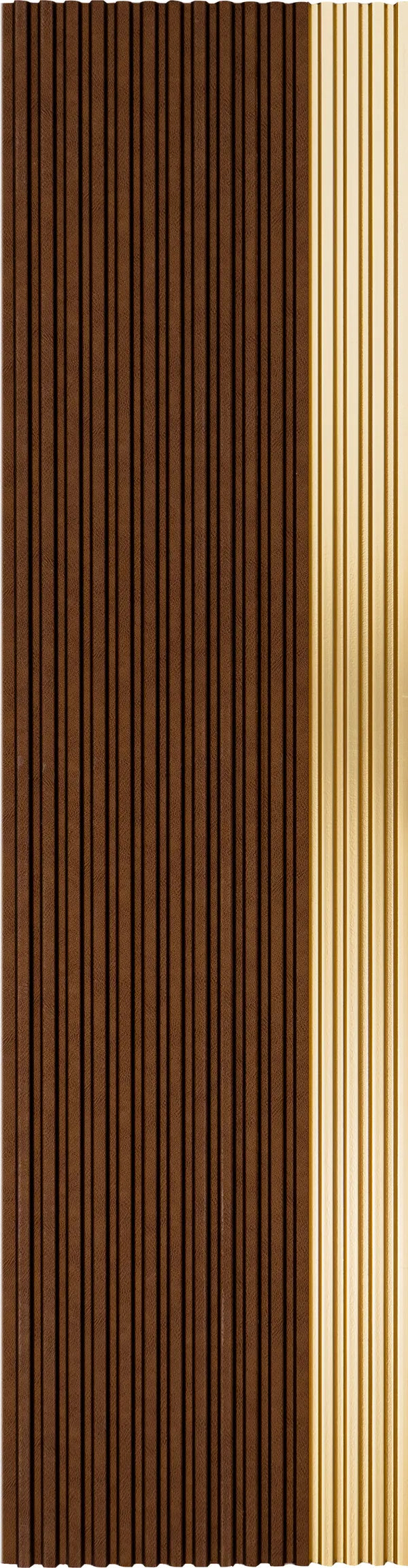Brown textured wood louver panel with vertical slats and visible wood grain pattern