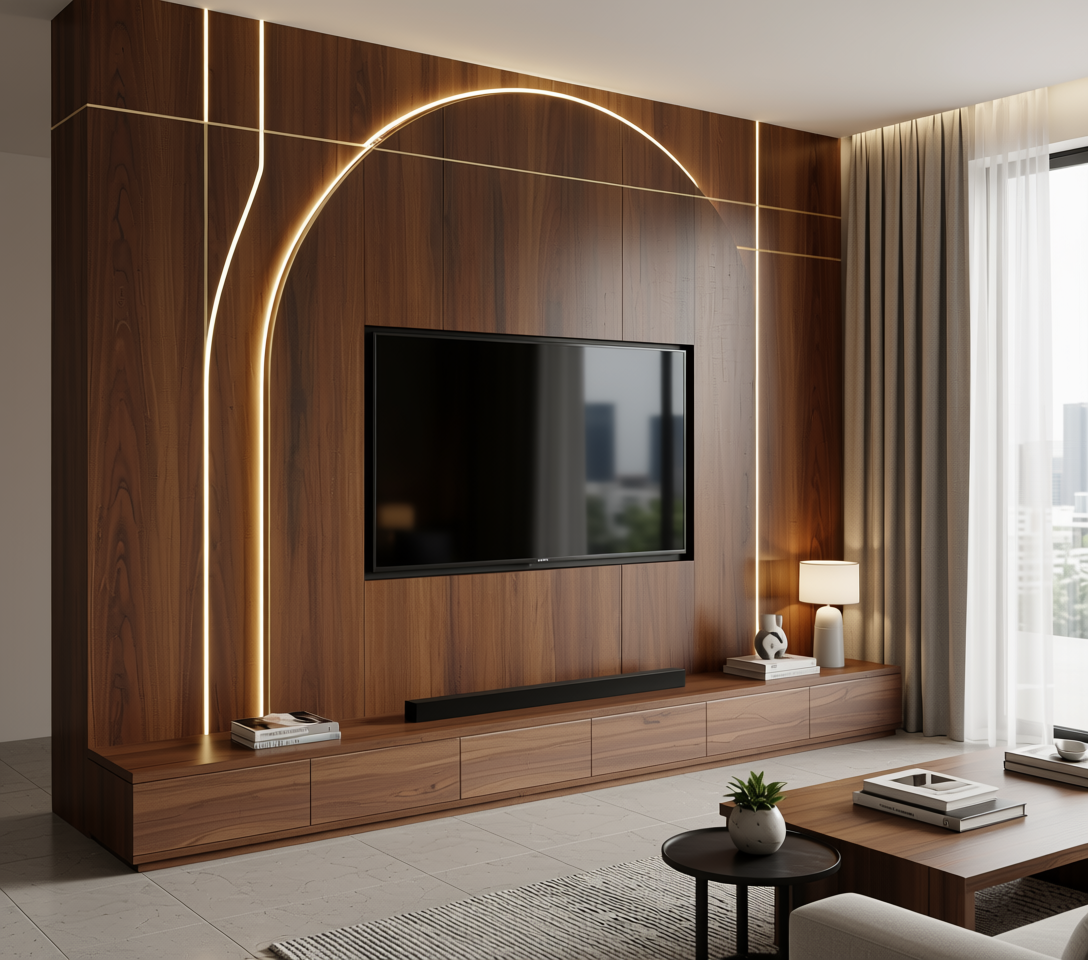 Brown wood laminate with textured finish and vertical grain direction.