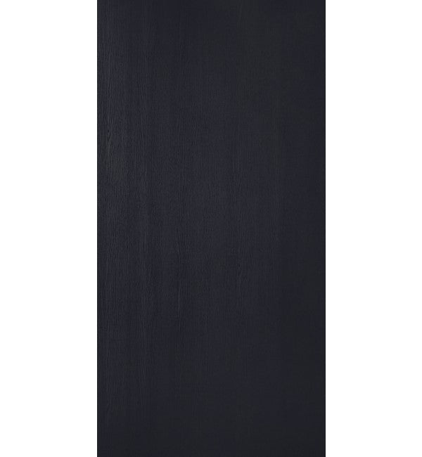 Charcoal decorative laminate with fluted texture and barrel finish, showing vertical ridges and dark color tone.