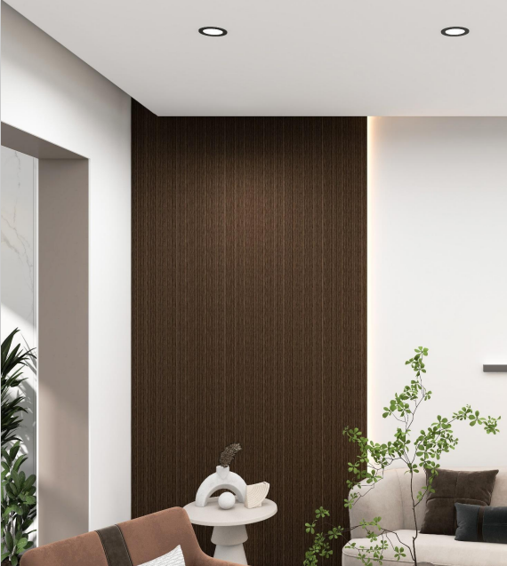 Interlock Charcoal Louvers Wood Dark Walnut 9.5x0.37 Ft - Pn 02710 J