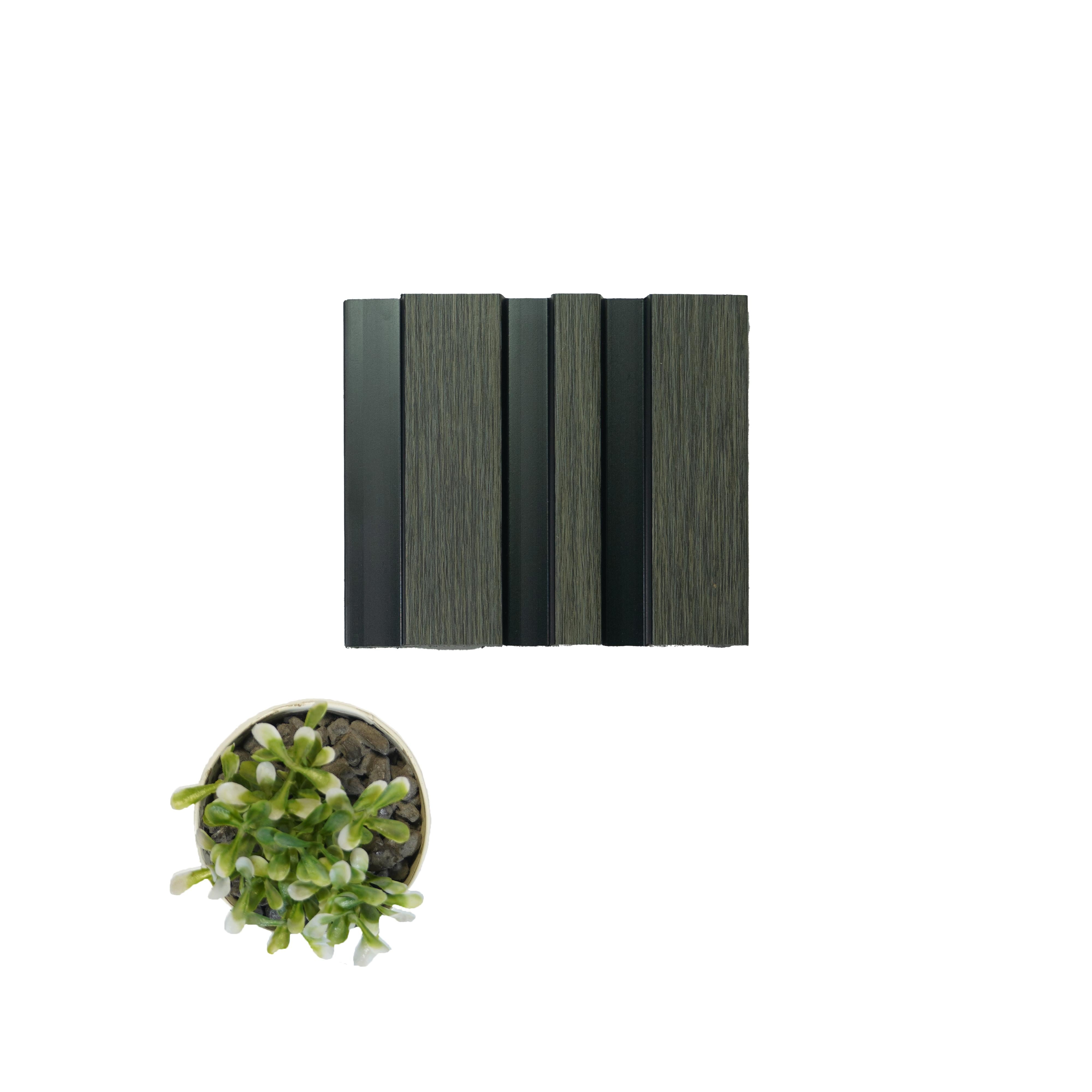 Wooden Effect Charcoal Louver Panel Wood Brown 8x0.41 Ft - Pn 04574