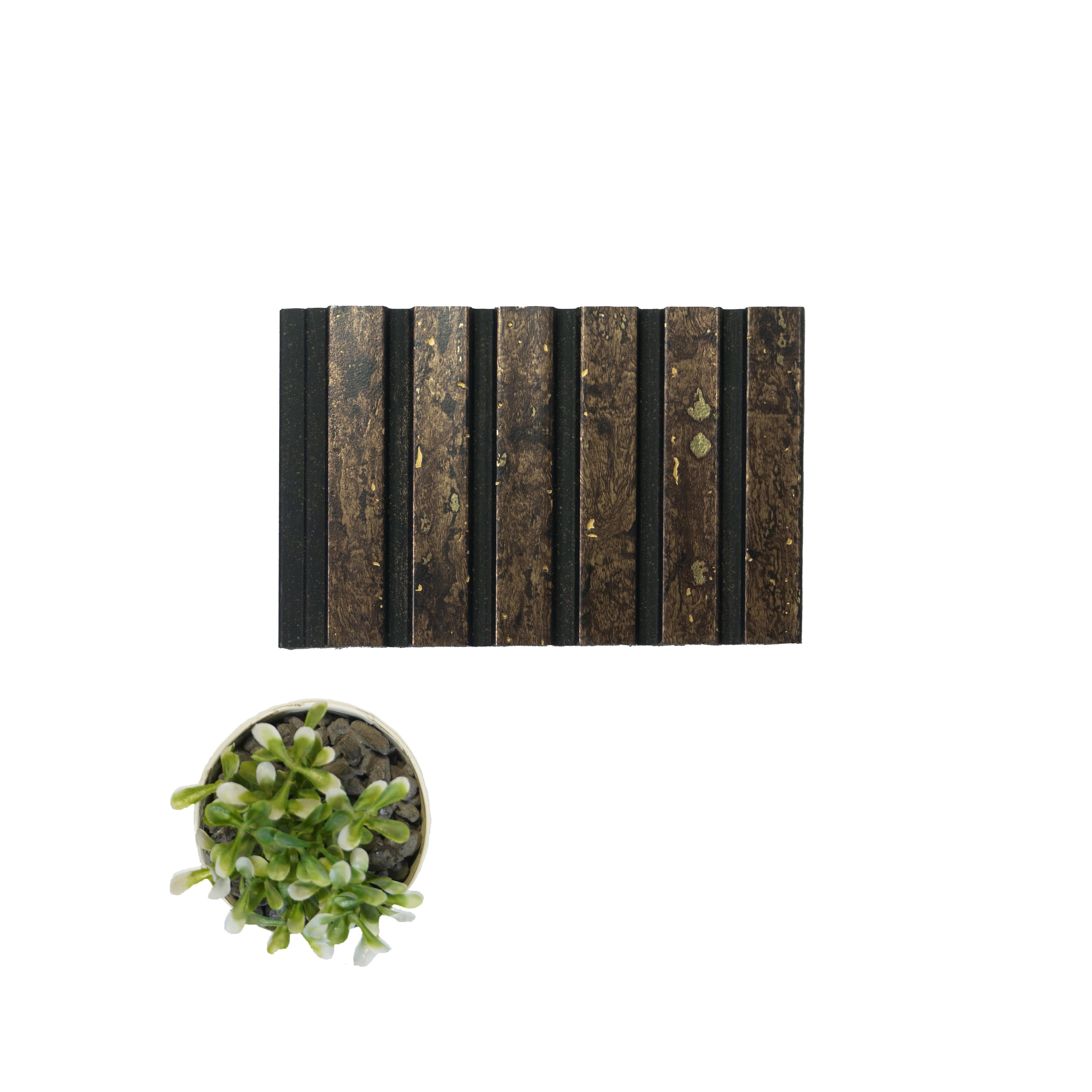Brown Stone Charcoal Louvers Panel Marble & 8x0.41 Ft - Pn 04560