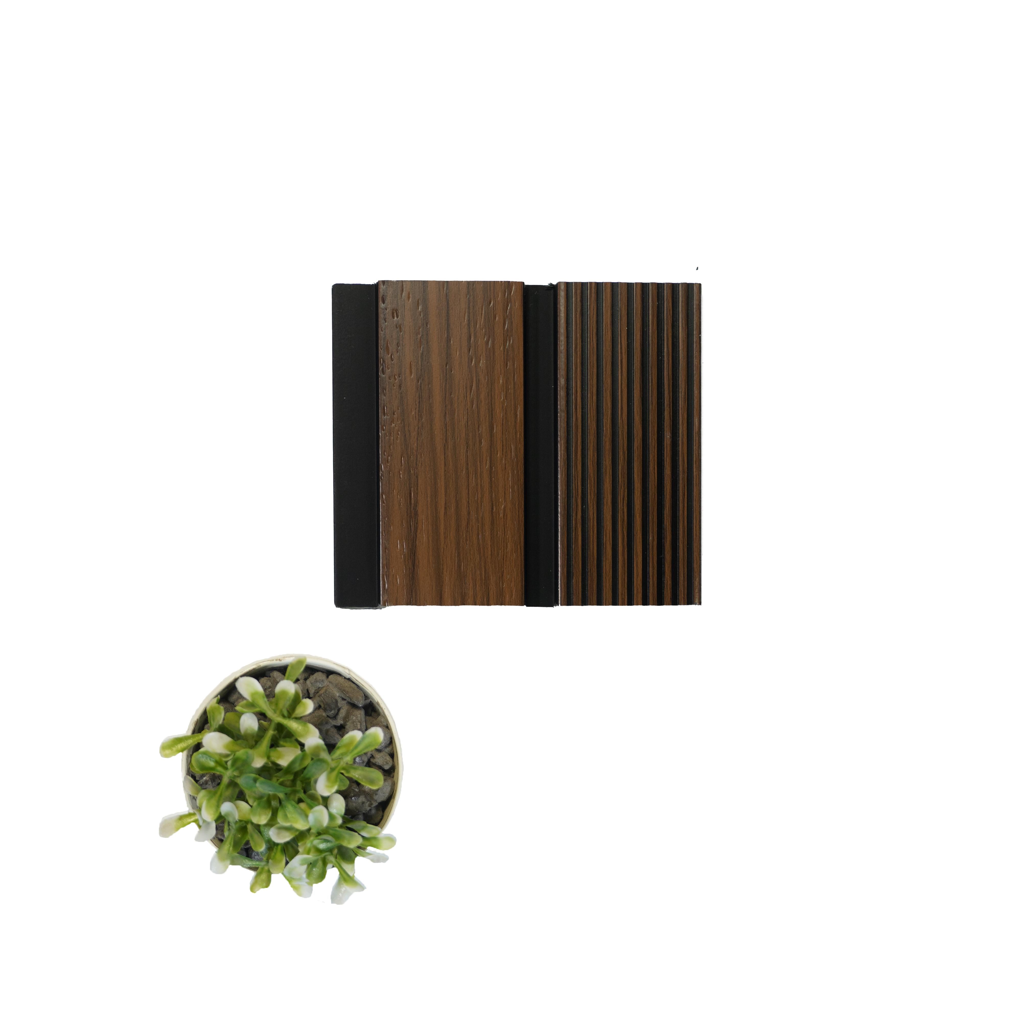 Wooden Effect Charcoal Louver Panel Wood Brown 8x0.41 Ft - Pn 04588