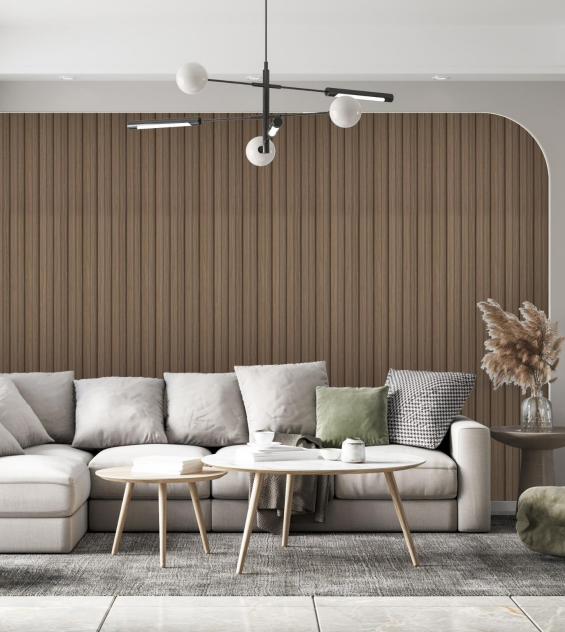 Charcoal Louvers Wood Muted Brown 8x0.38 Ft - Pn 02717 H