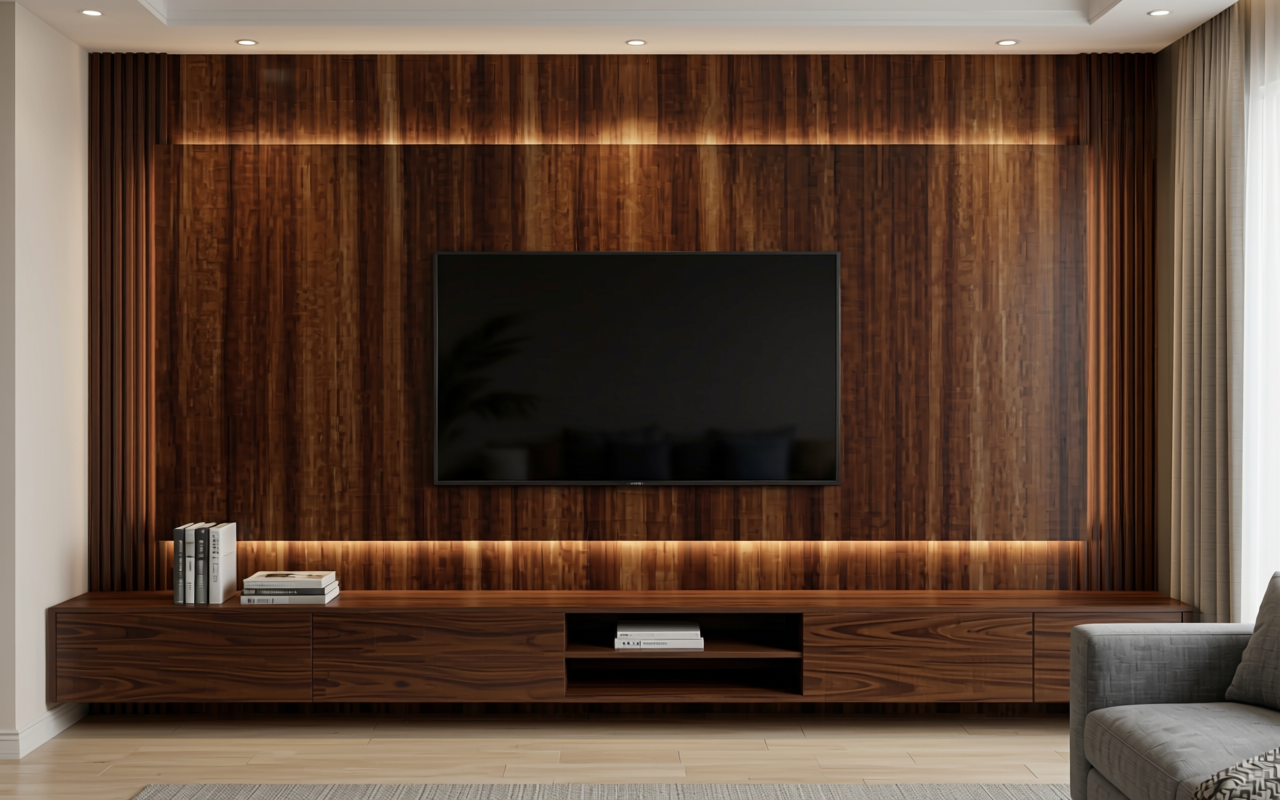 Dark brown decorative mdf sheet with textured wood grain pattern and vertical striations.