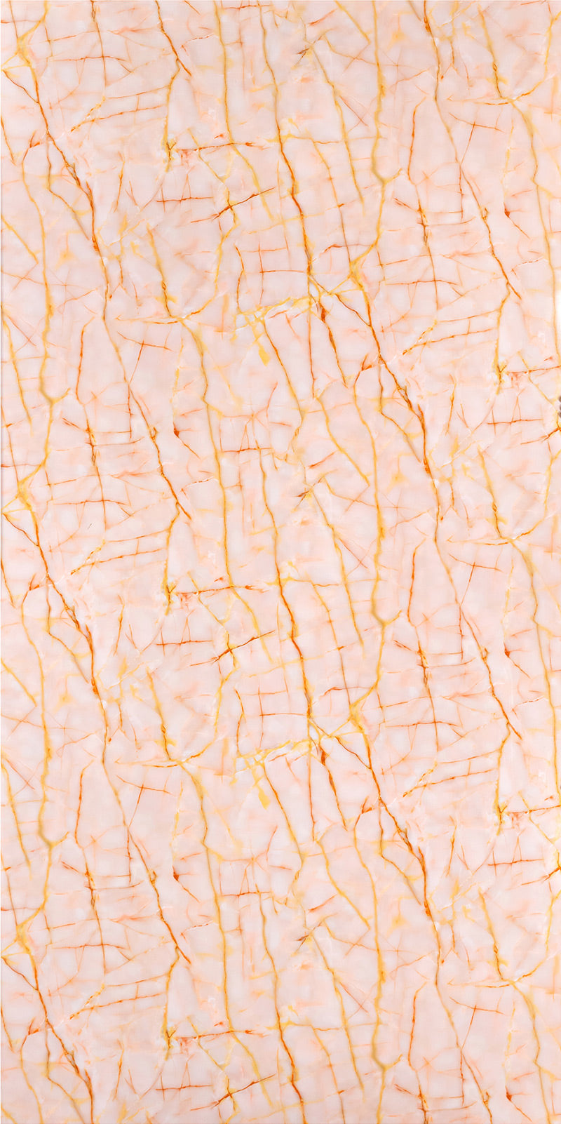 Pink marble wall panel with orange veining and textured finish, displaying a natural stone pattern and rough surface.