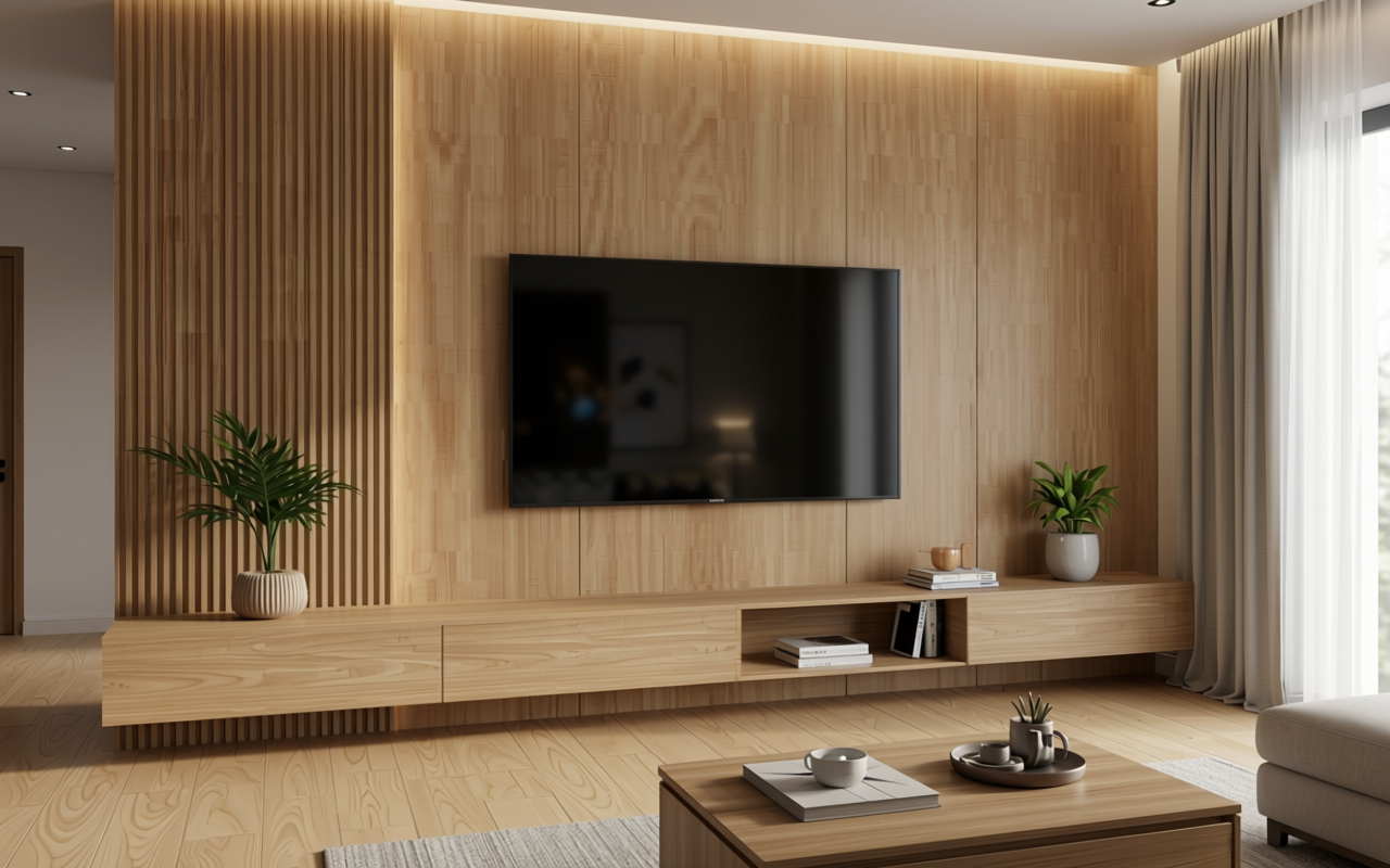 Light brown decorative mdf with vertical wood grain texture and subtle sheen.