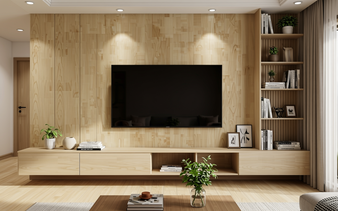 Light beige decorative mdf with vertical wood grain texture and subtle sheen.