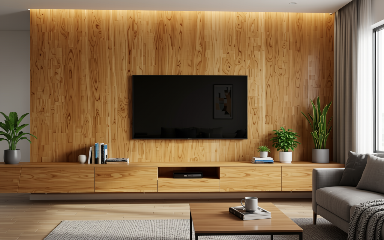 Light brown decorative mdf with vertical wood grain texture and smooth finish.