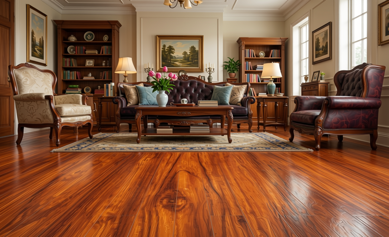 Wooden decorative mdf with reddish-brown texture and vertical wood grain pattern.