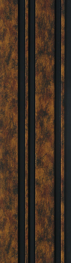 Brown wood grain texture on wooden louver panel with vertical slats and textured finish