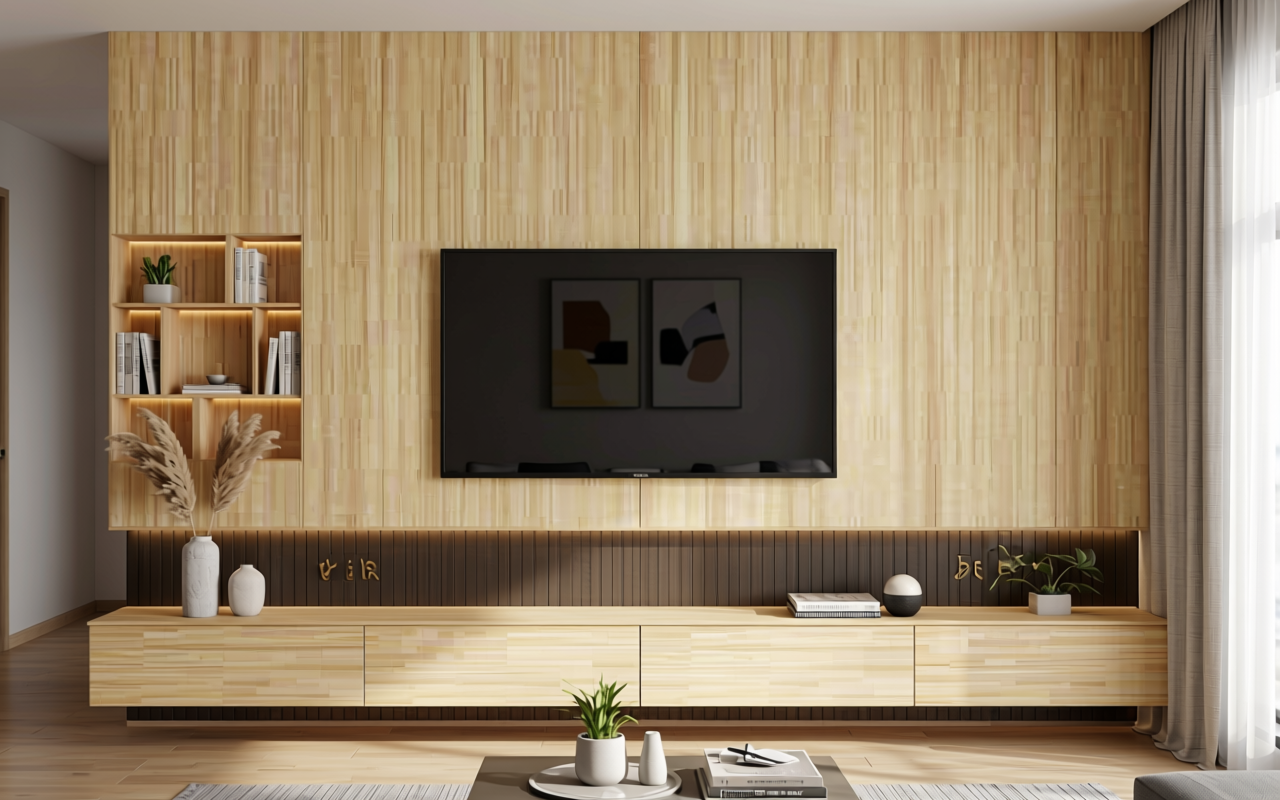 Light beige textured mdf sheet with vertical wood grain pattern and matte finish.