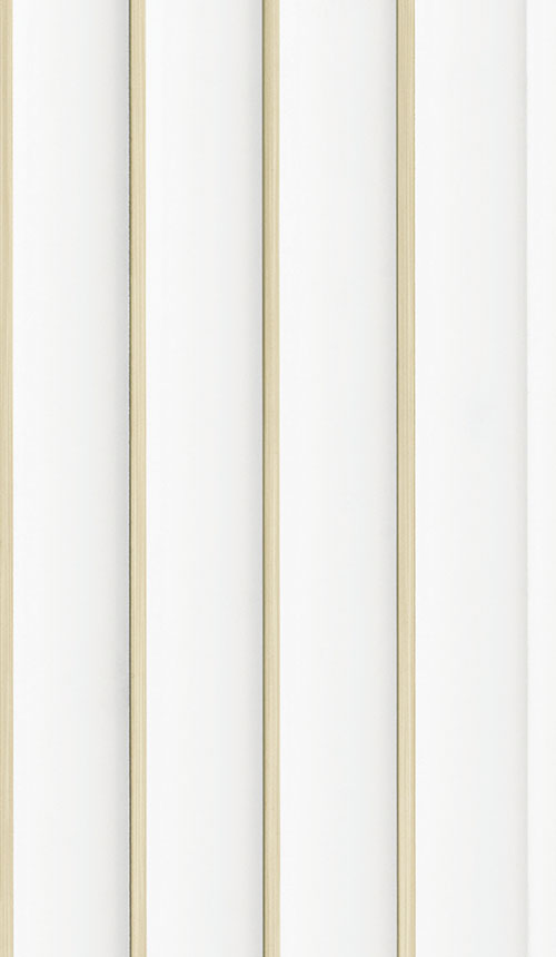 White textured louver panel with vertical slats and beige edges, showing a plain and smooth finish.
