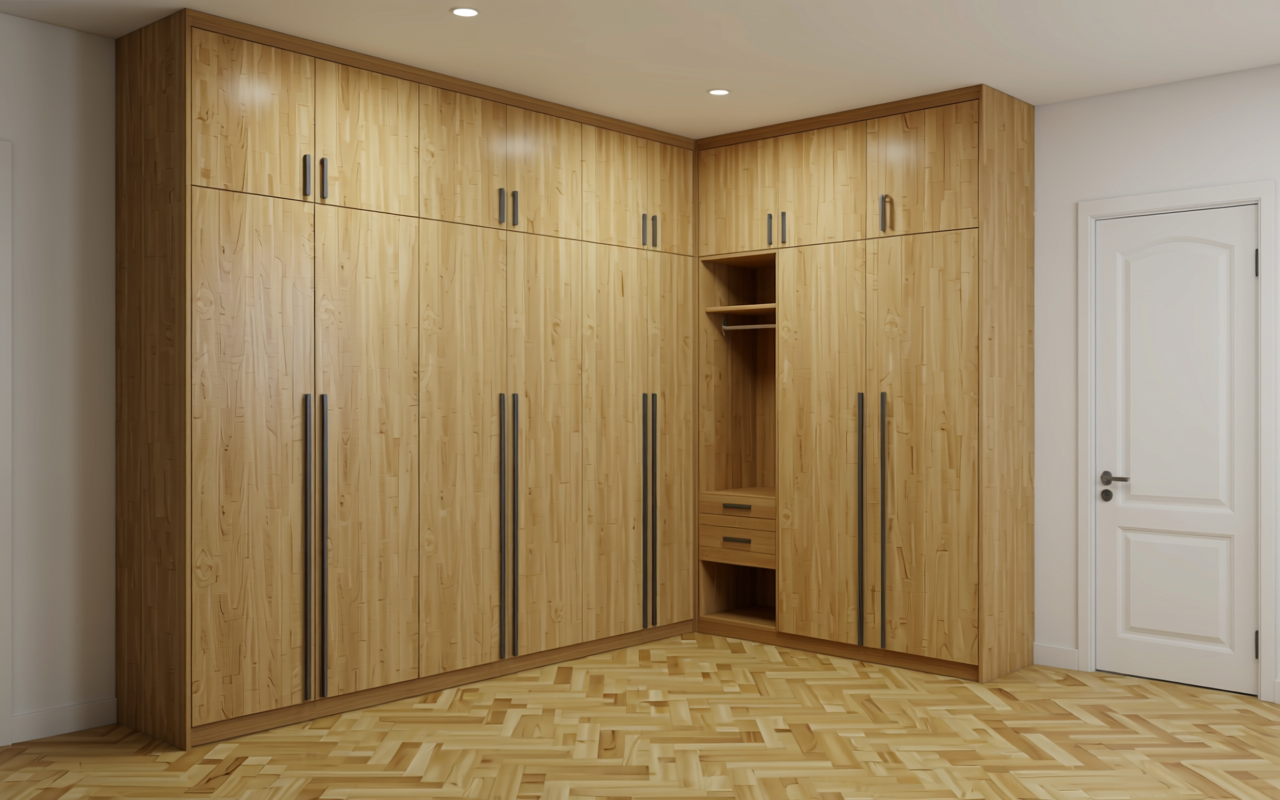 Tan textured MDF sheet with diagonal geometric pattern and visible wood grain.