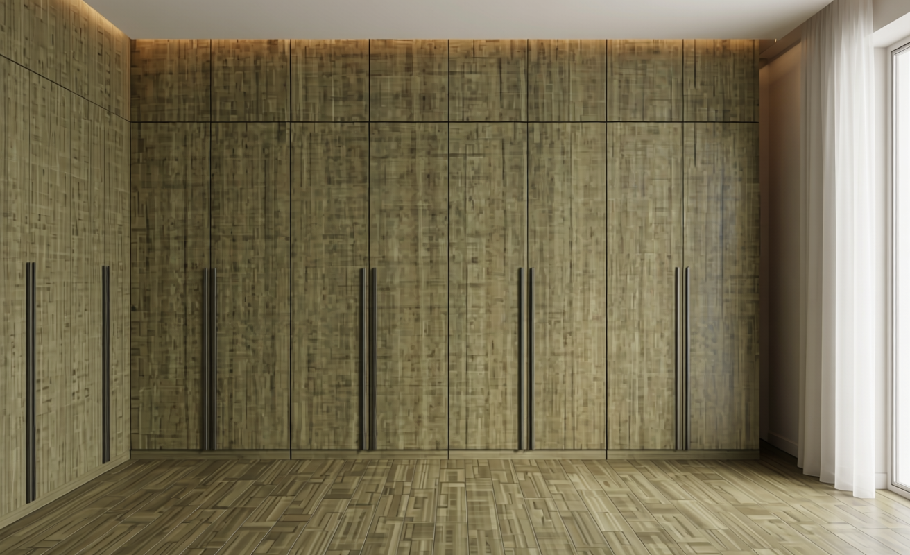 Brown textured MDF sheet with vertical wood grain pattern and matte finish.