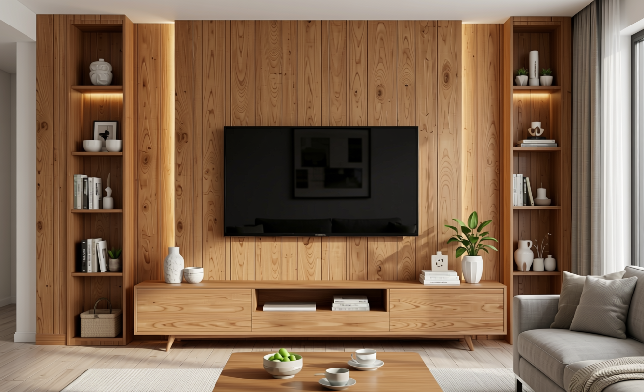 Light brown decorative mdf with vertical wood grain texture and subtle sheen.
