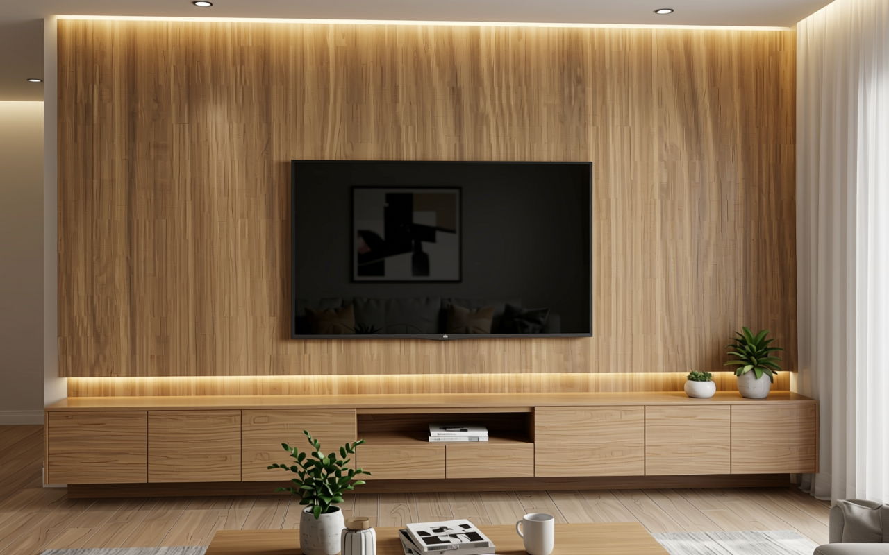 Light brown decorative mdf with vertical wood grain texture and subtle sheen.