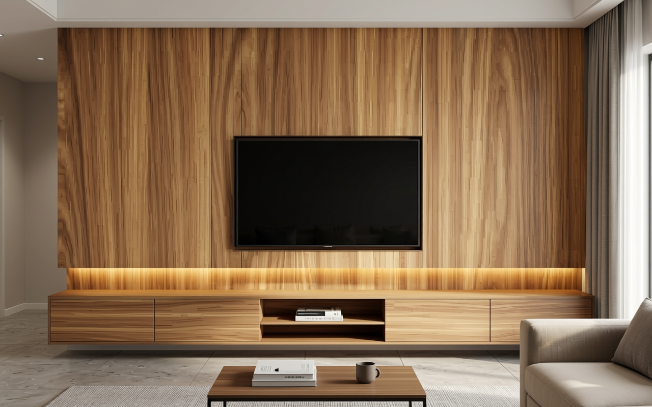 Light brown decorative mdf with vertical wood grain texture and subtle sheen.