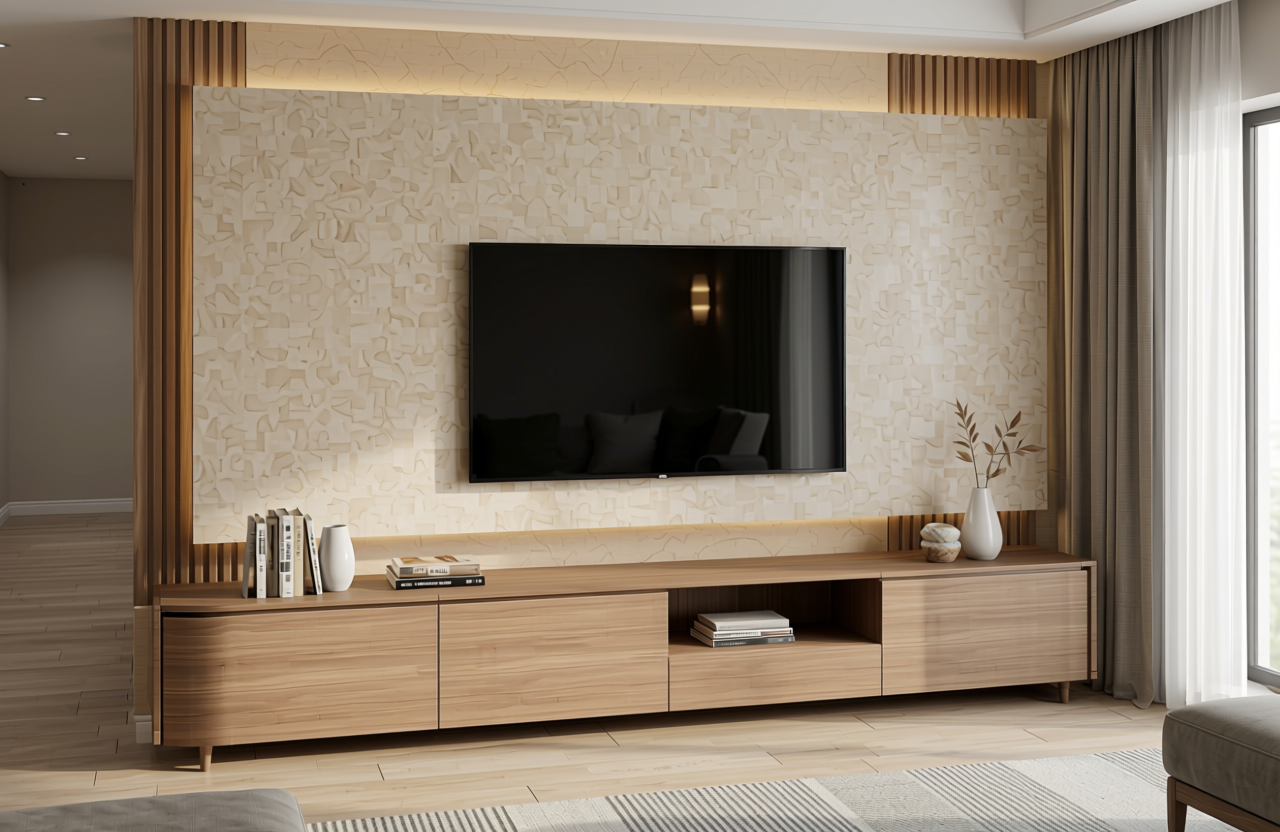 Beige marble-effect decorative MDF sheet with matte finish and subtle texture.
