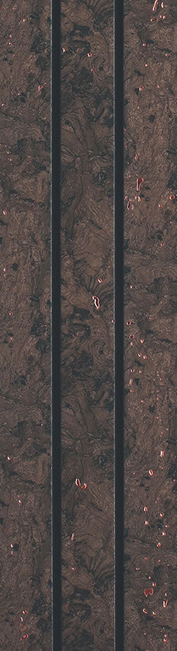 Brown textured louver panel with marbled pattern and vertical slats, featuring a glossy finish and subtle sheen.