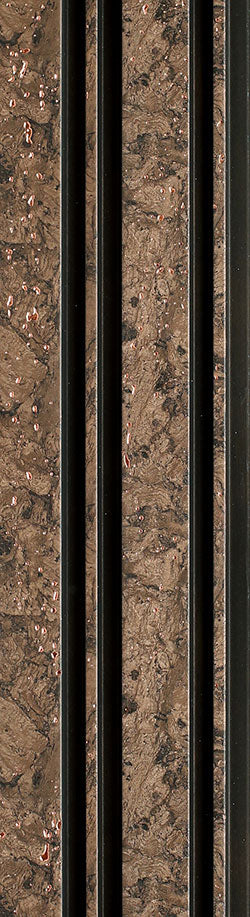 Brown wood louver panel with textured finish and visible wood grain pattern on slats