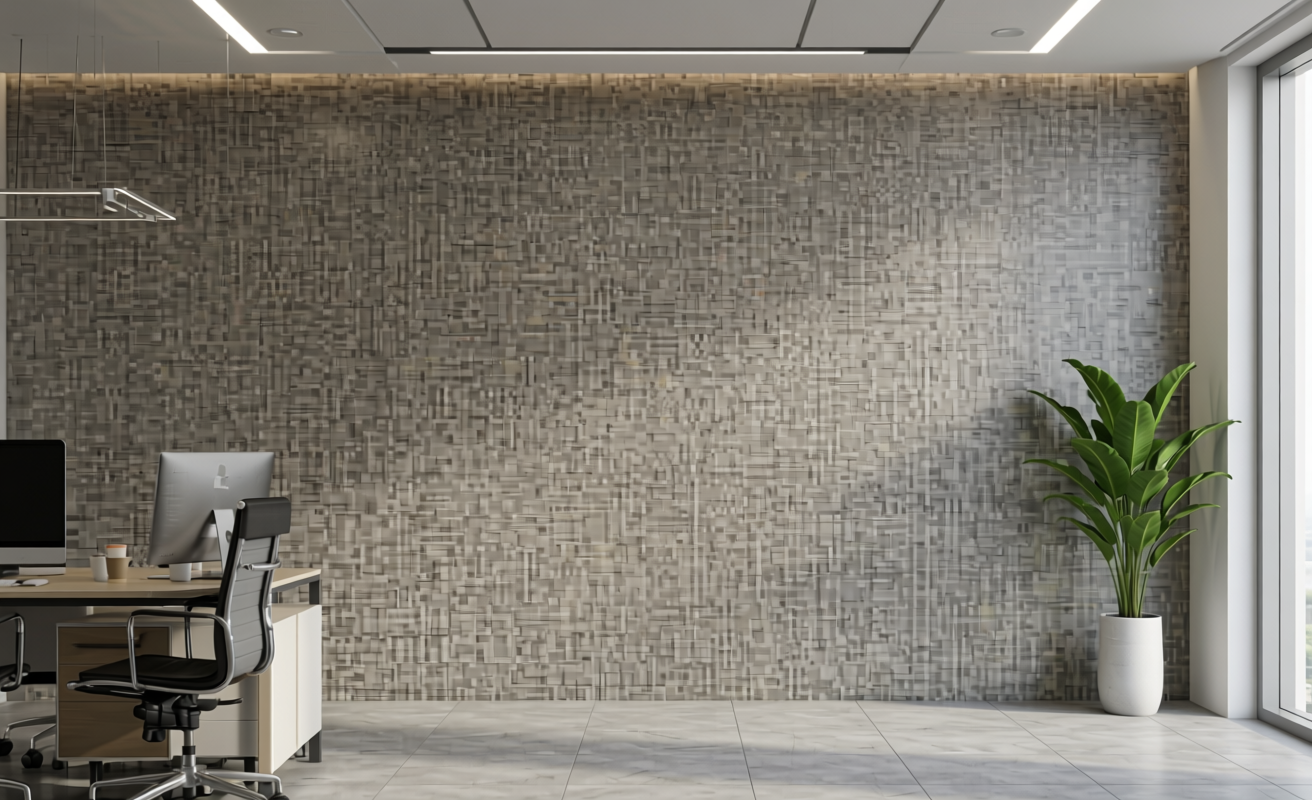 Grey decorative MDF sheet with textured fabric appearance and subtle grain direction.