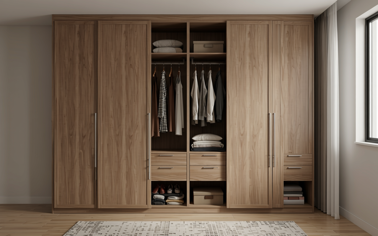 Light beige textured MDF sheet with uniform color and smooth finish, decorative panel.