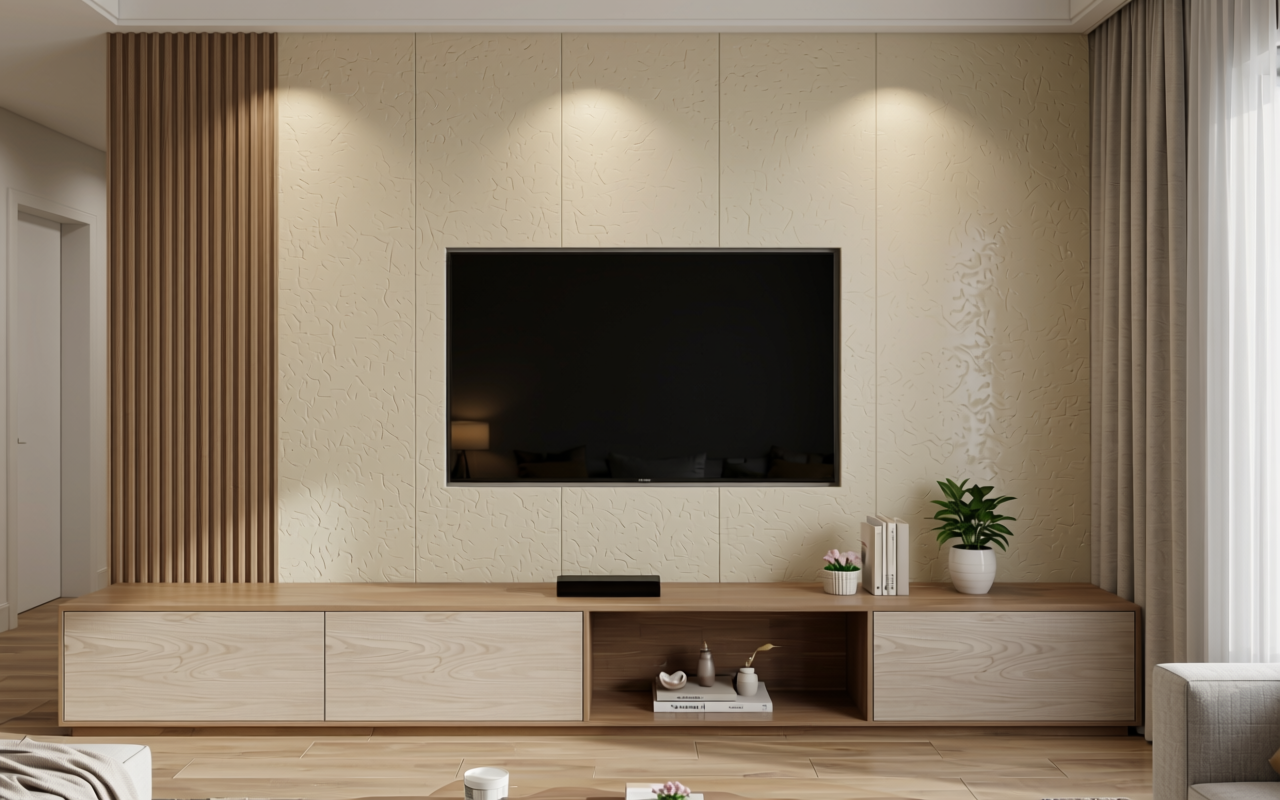 Light beige textured MDF sheet with uniform color and smooth finish, decorative panel.
