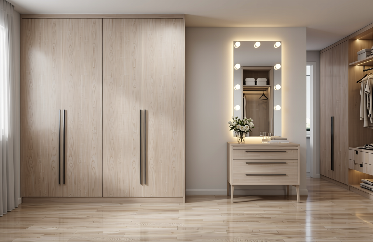 Light beige textured MDF sheet with subtle pattern, decorative finish.