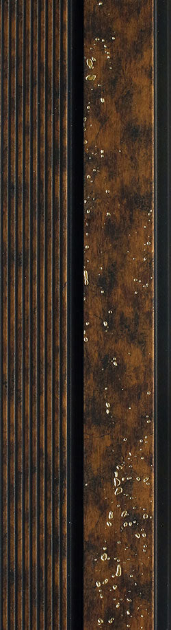 Brown wood louver panel with textured finish and visible wood grain, featuring vertical slats and water droplet effects.