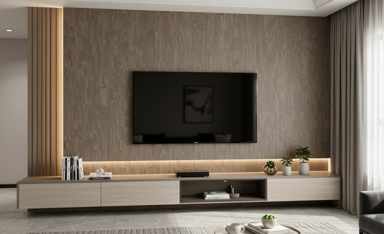 Grey decorative mdf with wood grain texture and vertical pattern.
