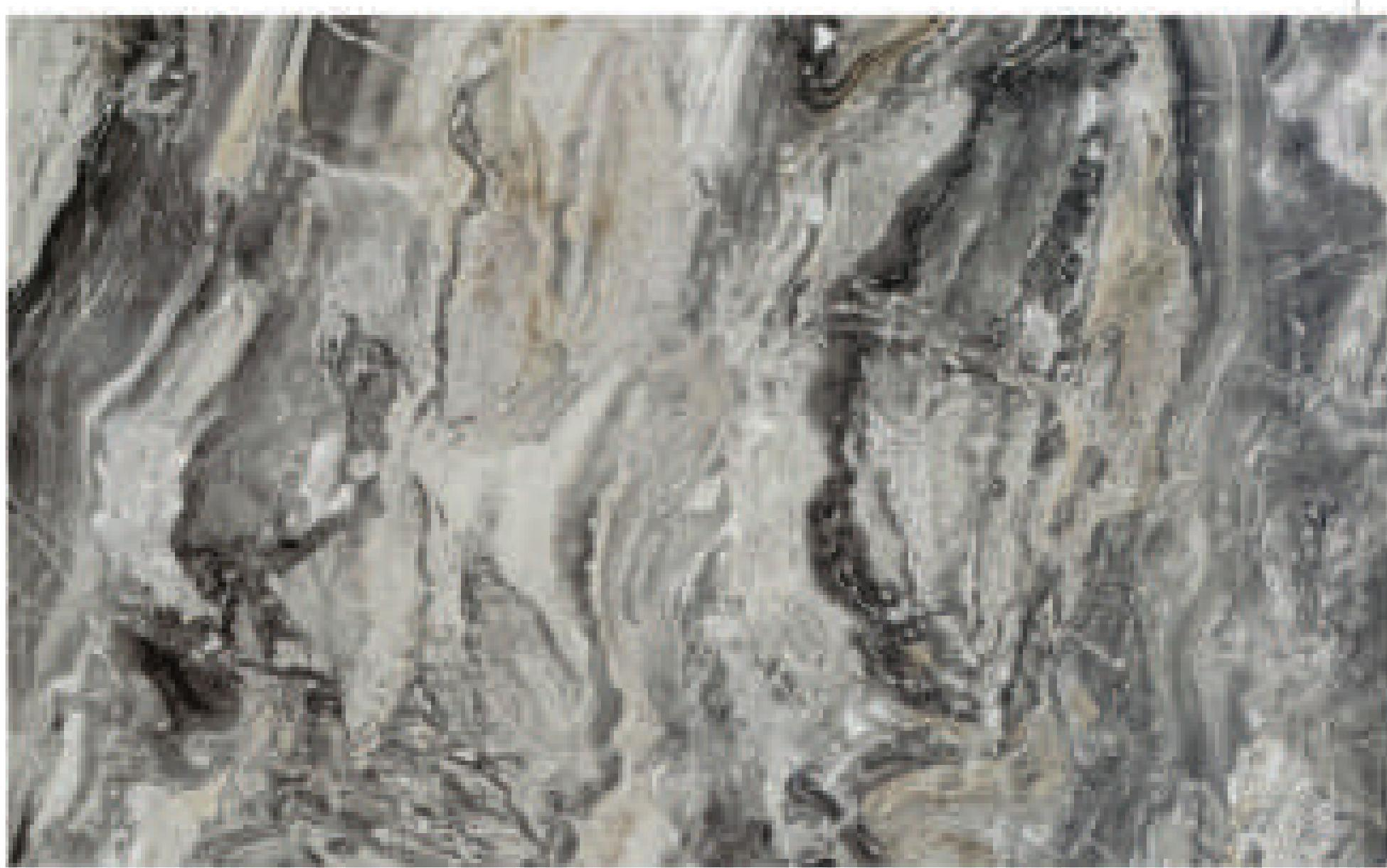 Marble-effect decorative MDF with textured, swirling grey and white pattern, varied sheen.