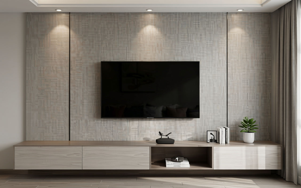 Light gray decorative mdf sheet with textured fabric appearance and subtle grid pattern.