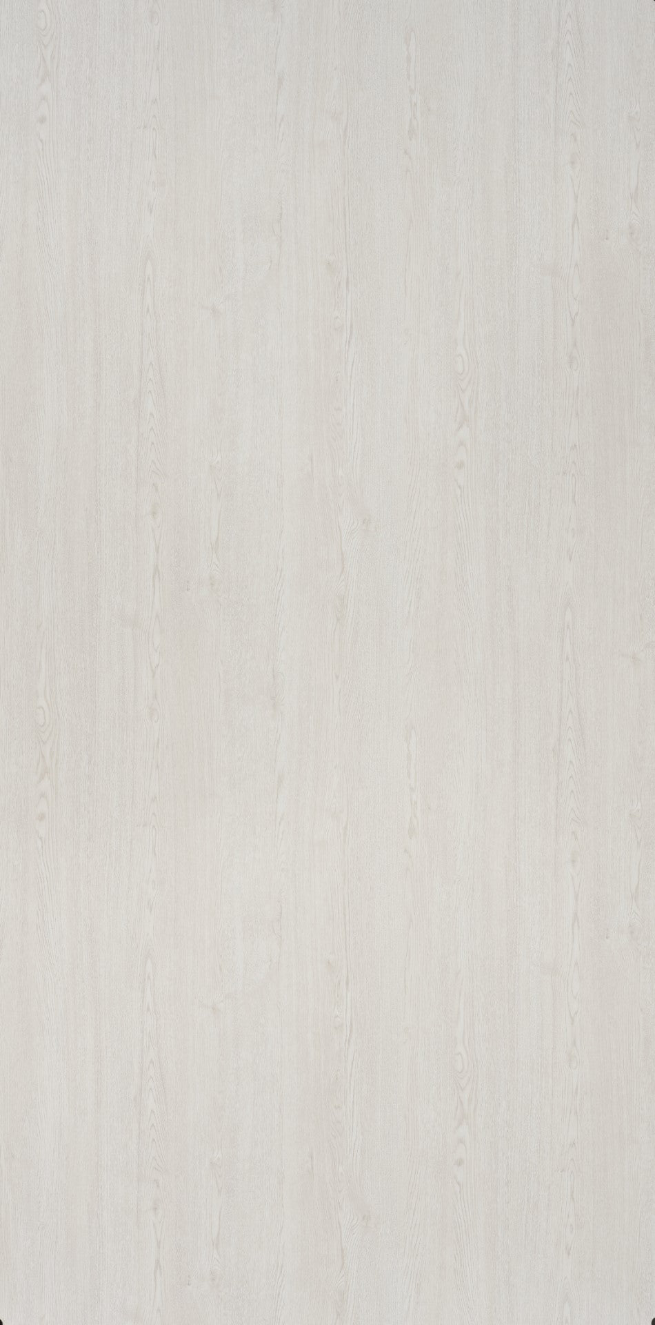 White wood grain laminate with suede finish and subtle texture, showing vertical wood pattern and grain details