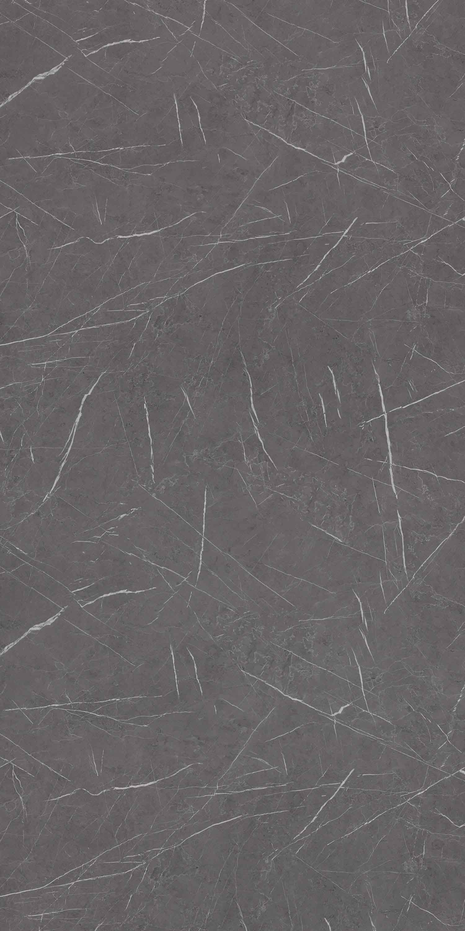 Grey marble laminate with white veining and high gloss finish showing detailed texture and pattern.