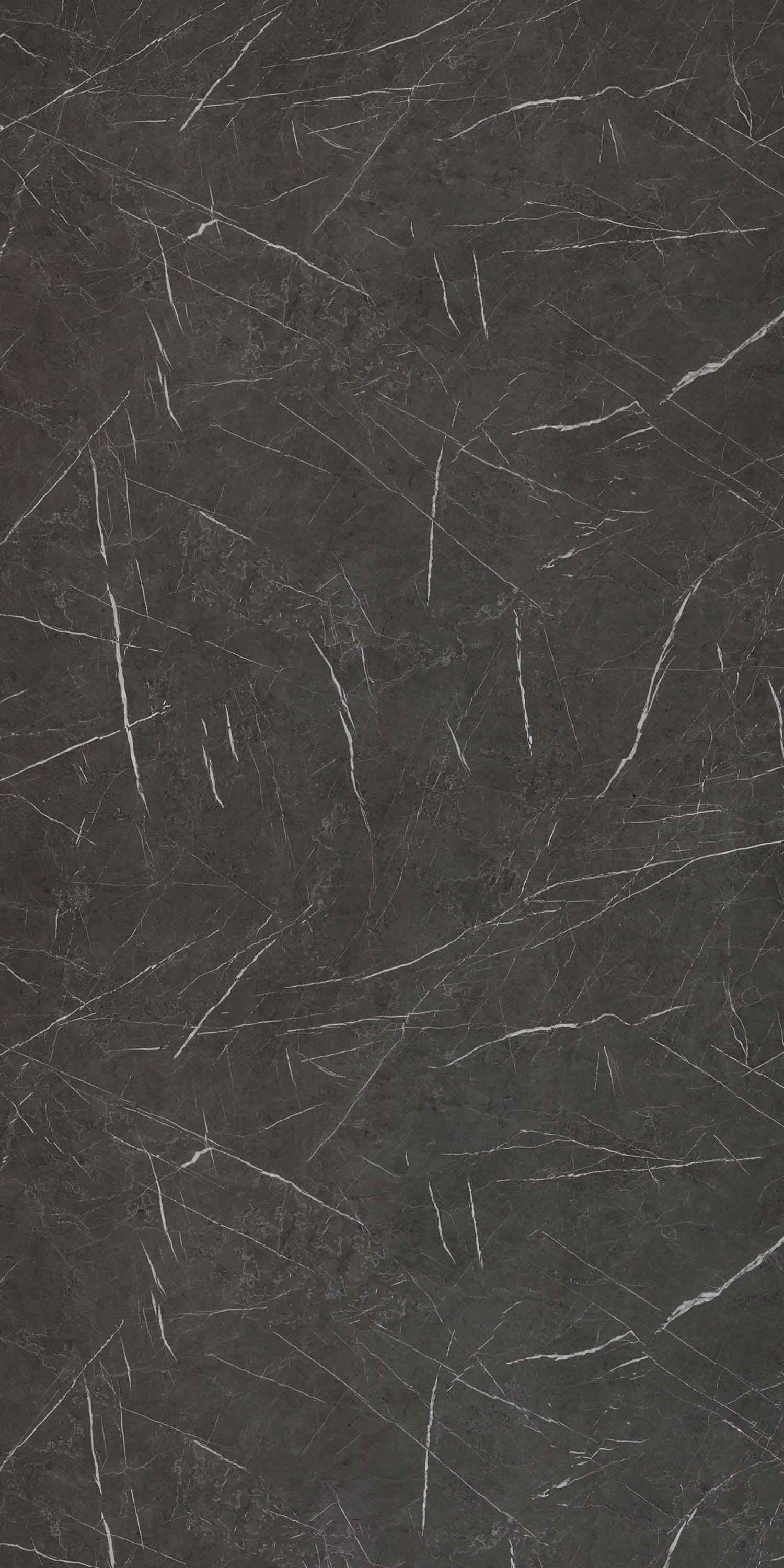 Grey marble laminate with white veins and high gloss finish, showing detailed texture and pattern.