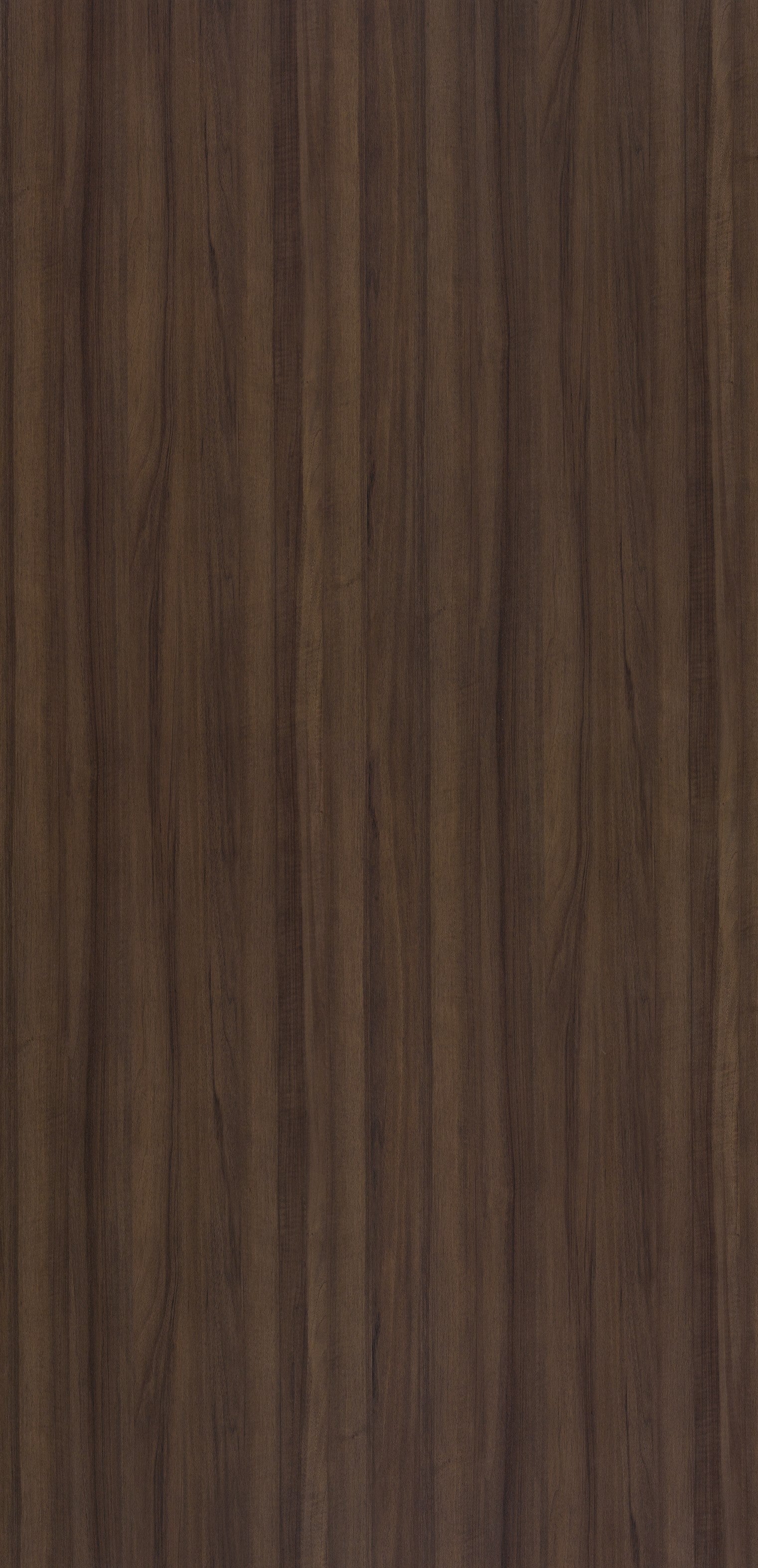 Brown woodgrain laminate with suede finish and vertical grain pattern, showing texture and wood-like appearance.