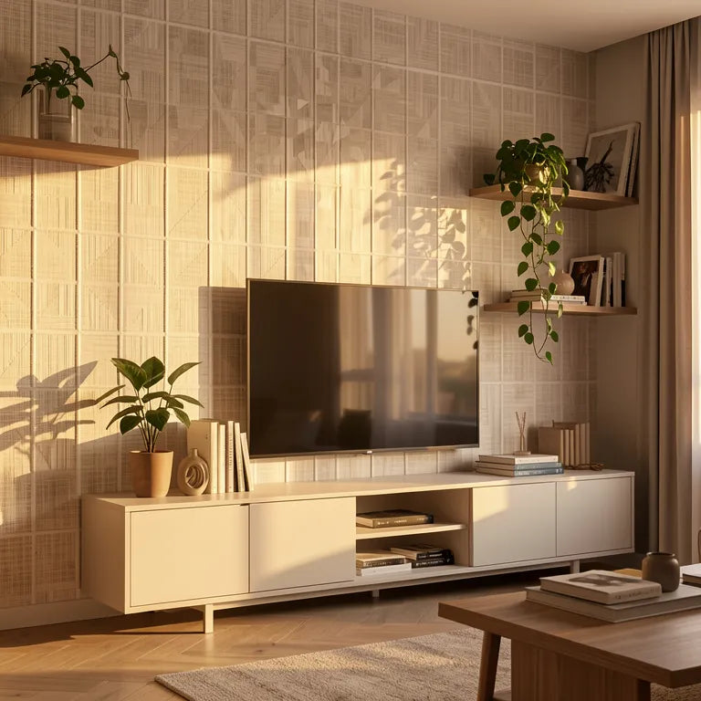 White textured laminate with woven cane pattern and subtle sheen.