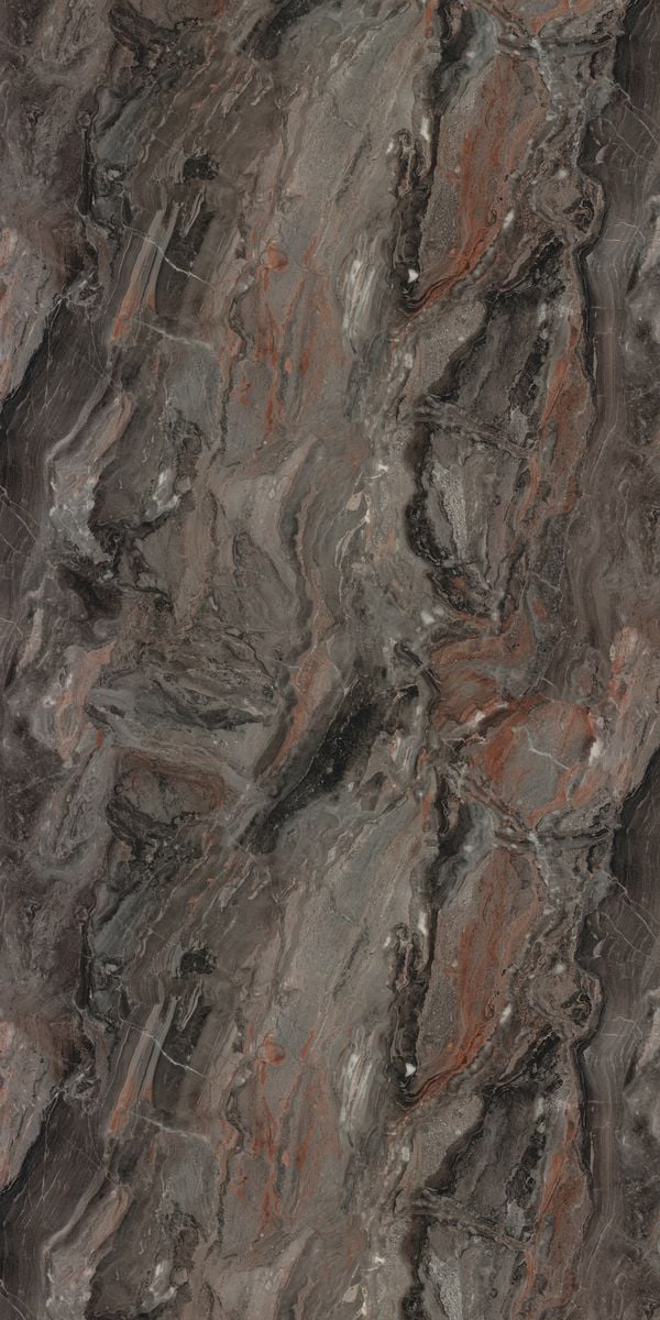 Grey marble laminate with suede finish and red brown veining, showing natural stone pattern and texture.