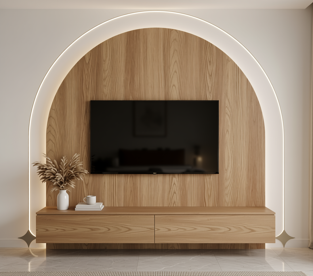 Brown wood grain laminate with textured finish and vertical grain direction.