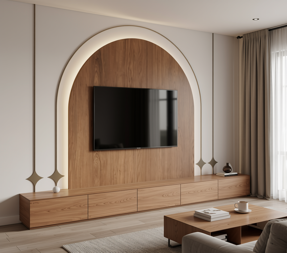 Brown wood laminate with textured finish and vertical grain direction.