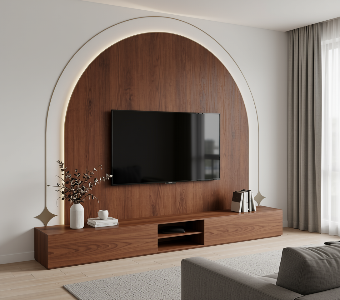 Brown laminate with wood grain texture and vertical pattern.