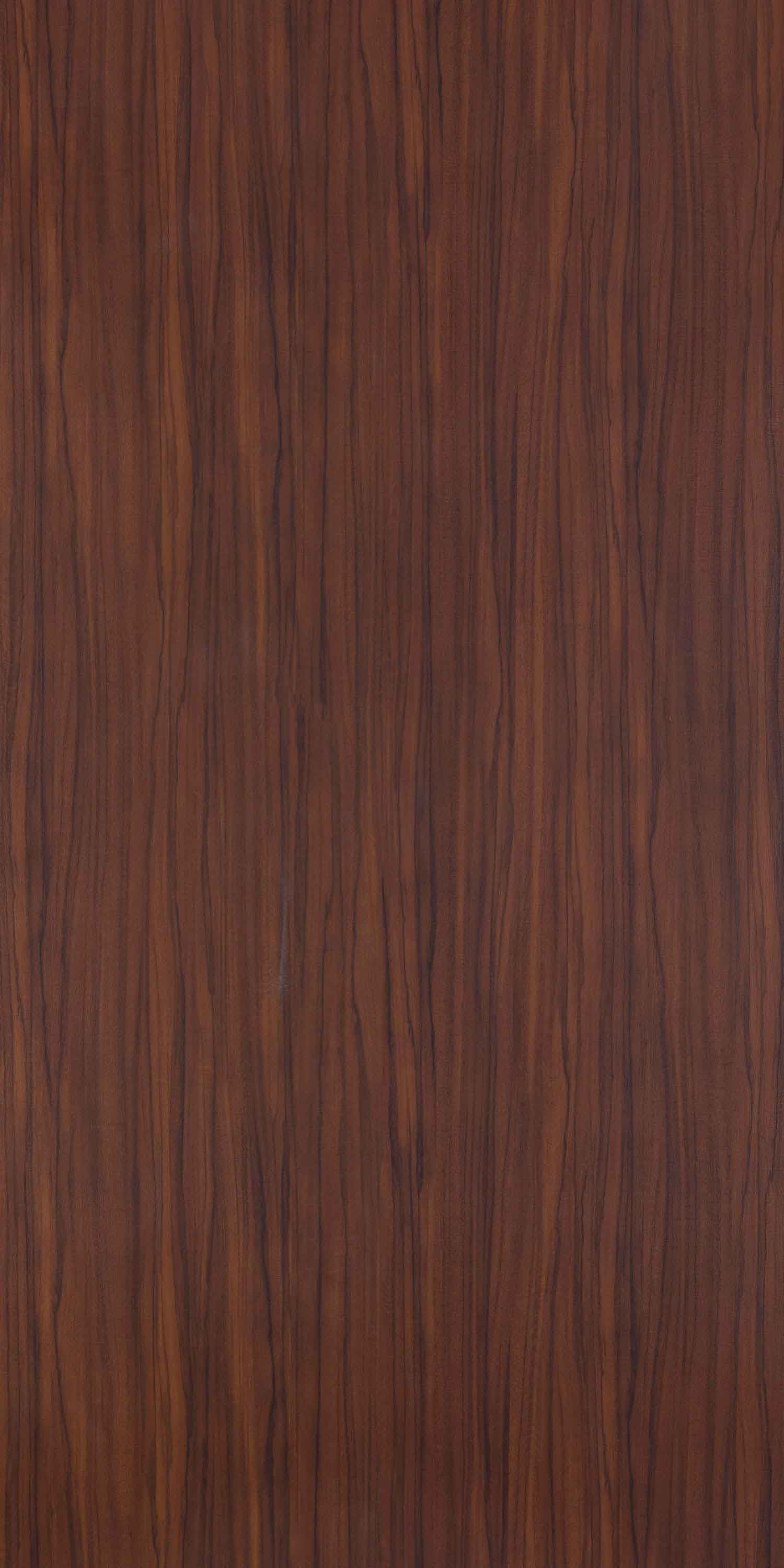 Brown wood laminate with suede finish and vertical wood grain pattern, showing textured surface and darker brown striations.
