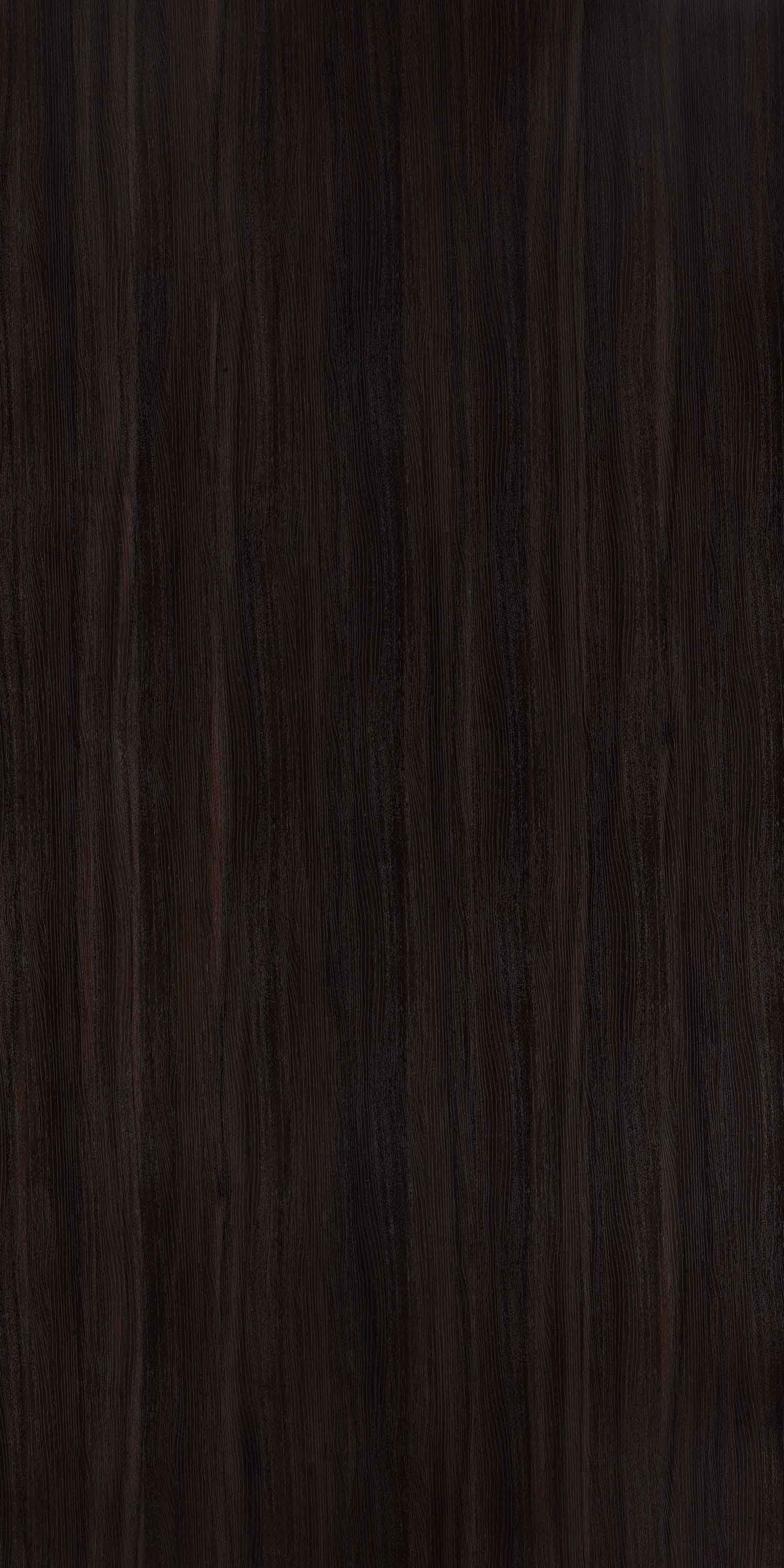 Dark brown wood laminate with suede finish and wood grain texture, showing vertical lines and subtle sheen.