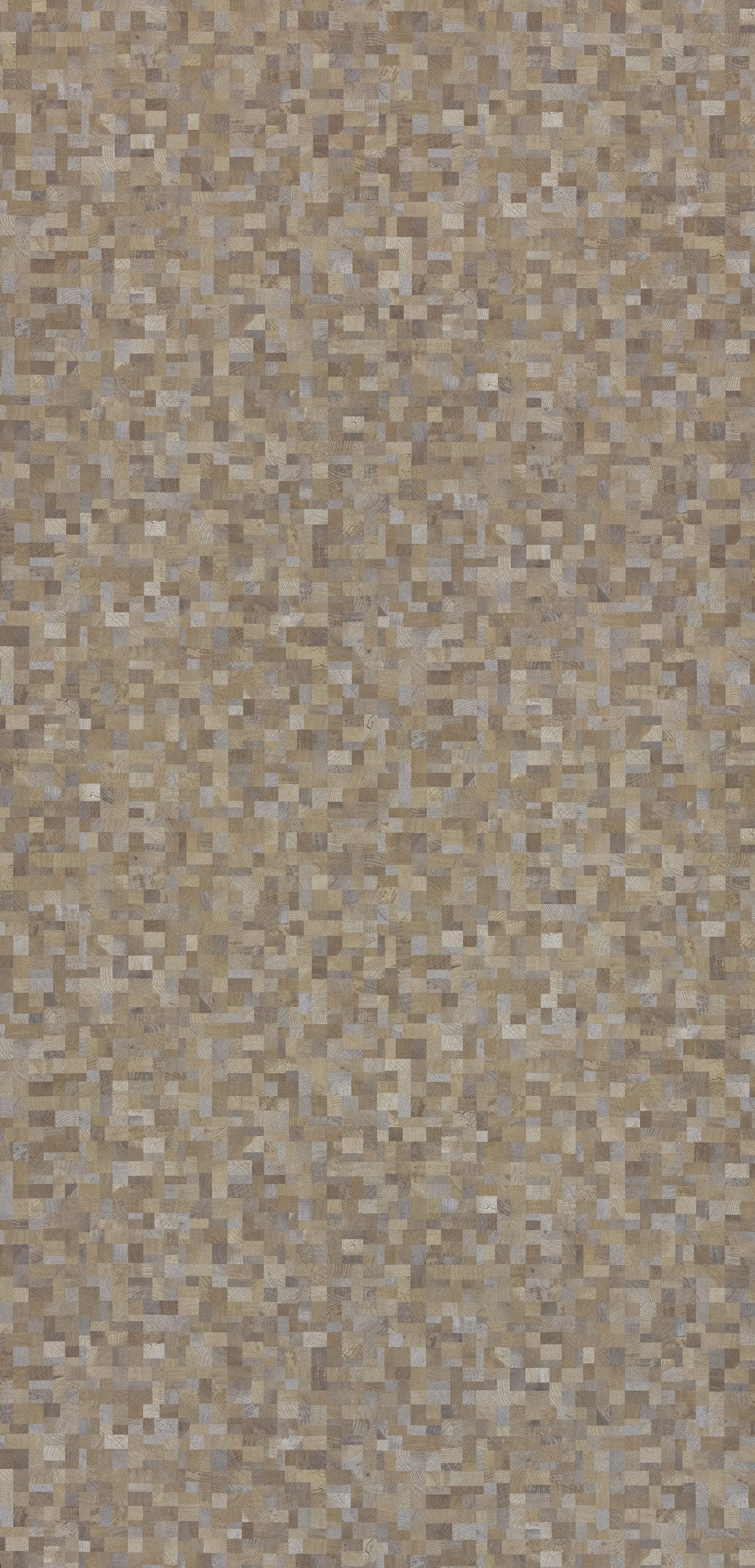Beige stone laminate with suede finish and mosaic pattern, showing small rectangular tiles in various shades of brown and