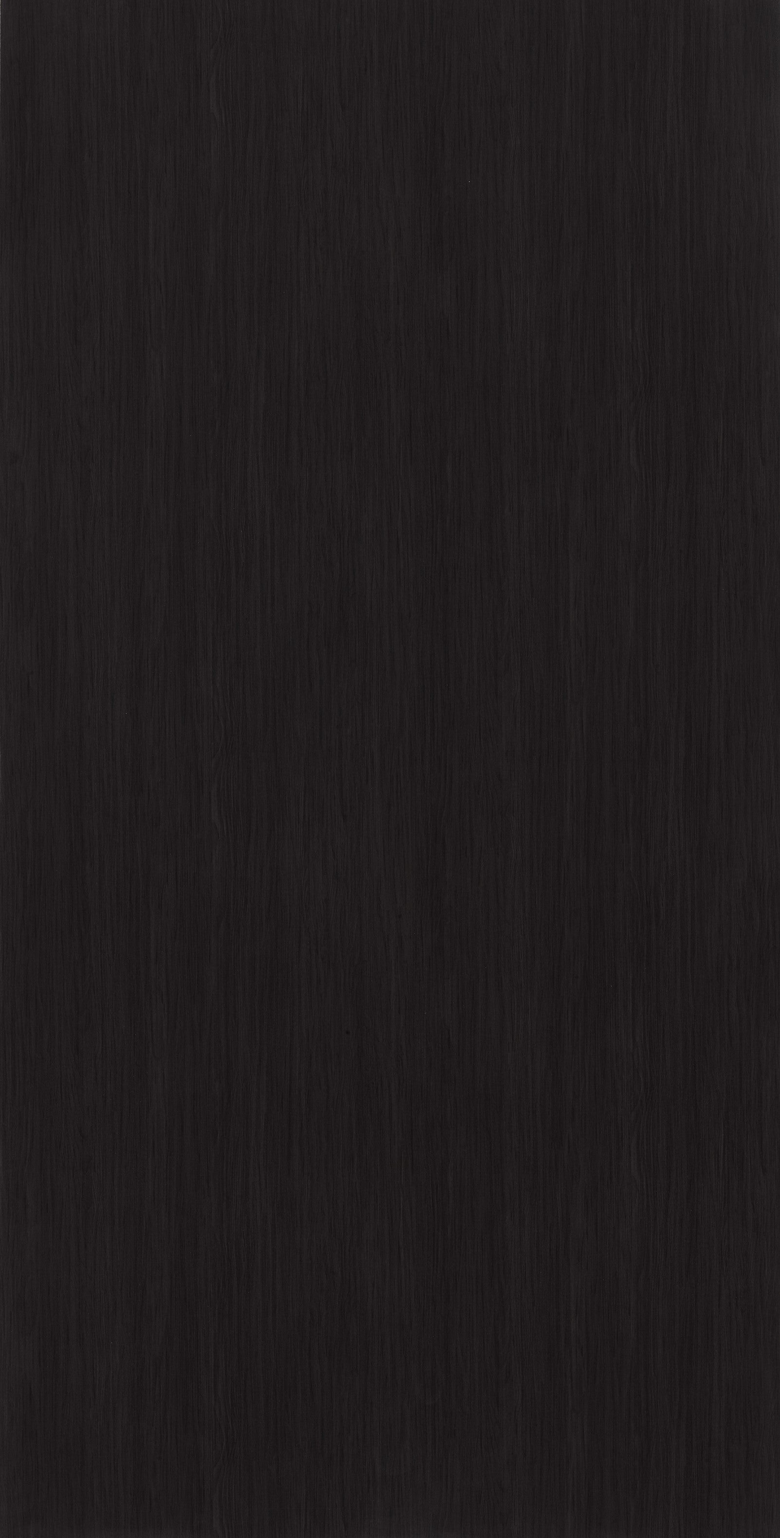Black wood grain laminate with suede finish and vertical wood texture pattern