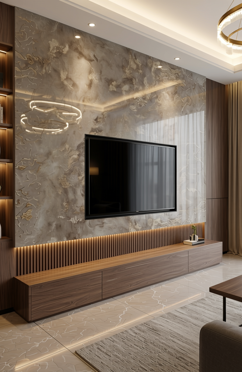 Grey marble laminate with swirling patterns and glossy finish.