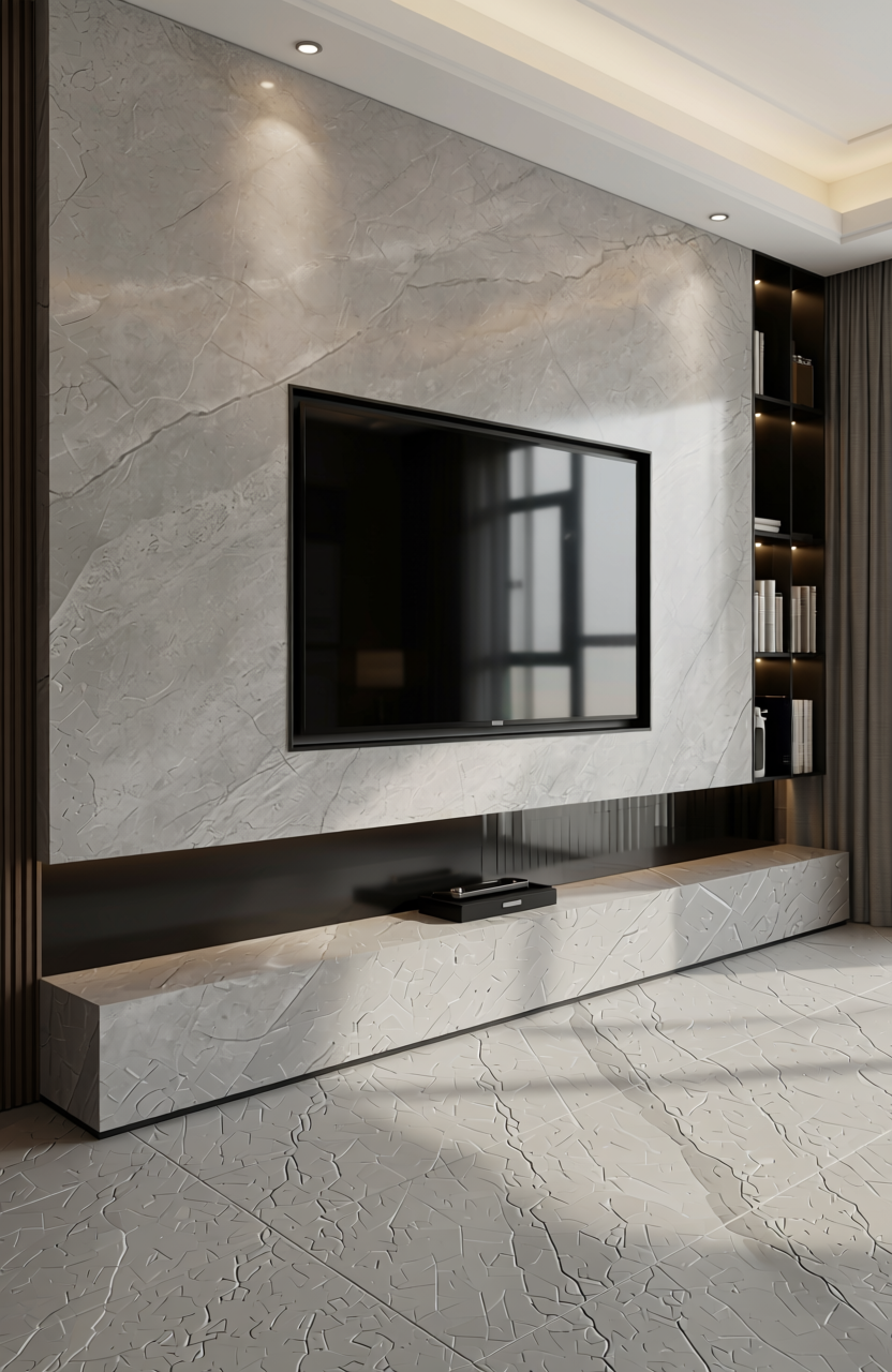 Grey marble laminate with diagonal veining and matte finish.
