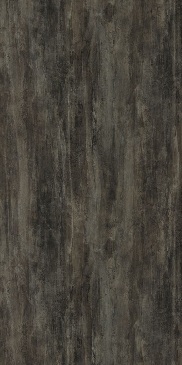 Grey wood grain laminate with suede finish and textured vertical pattern
